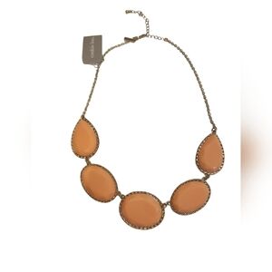 NWT Vintage Cookie Lee Women's Sorbet Peach  Goldtone Jeweled Statement Necklace
